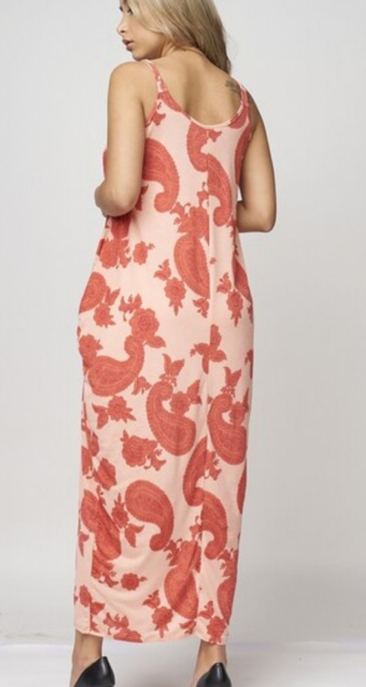 Plus Size Paisley Print Maxi with pockets - Picture 4 of 4